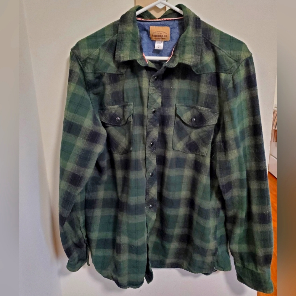 Roebuck & Co. Blue/green Flannel shirt 👕 ladies XL
